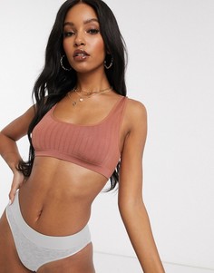 Бесшовный кроп-топ в рубчик ASOS DESIGN-Оранжевый