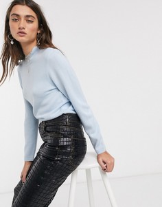 Голубой вязаный джемпер с высоким воротником Only-Синий