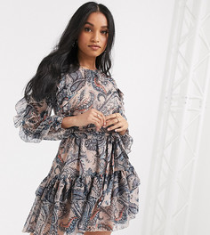 Свободное платье мини с принтом пейсли River Island Petite-Синий