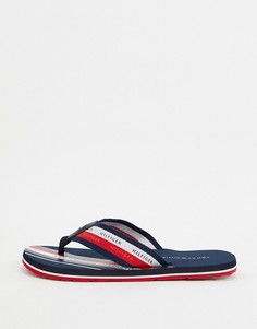 Темно-синие пляжные шлепанцы в полоску Tommy Hilfiger-Темно-синий