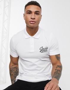 Узкое поло с логотипом Jack & Jones essentials-Белый