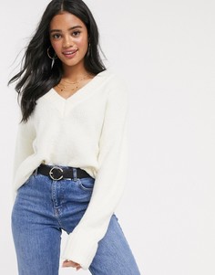 Oversized-джемпер цвета слоновой кости с подвернутыми манжетами Brave Soul-Темно-синий