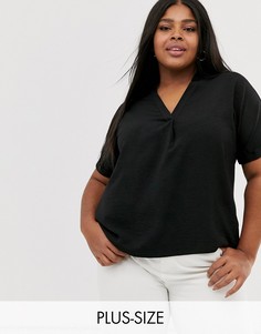 Черная рубашка с короткими рукавами New Look Curve-Черный