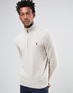 Бежевый джемпер с короткой молнией Polo Ralph Lauren
