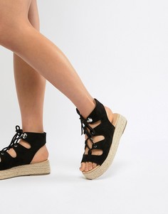 Эспадрильи на массивной подошве со шнуровкой ASOS DESIGN Johnny-Черный
