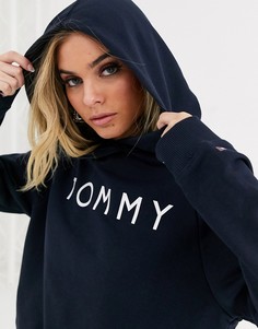 Махровый свитшот с логотипом Tommy Hilfiger Denim-Темно-синий