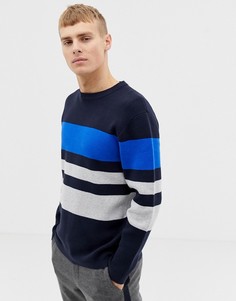 Темно-синий джемпер в полоску Burton Menswear