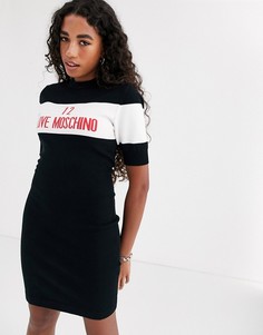 Платье в стиле ретро с логотипом Love Moschino-Черный