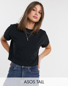 Черный кроп-топ с отворотами на рукавах ASOS DESIGN Tall