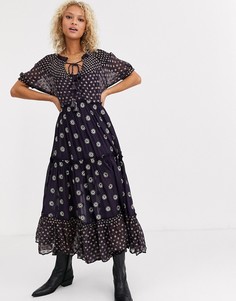 Платье макси с принтом Free People-Фиолетовый