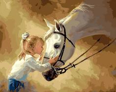 Картина по номерам Paintboy "Девочка и лошадь", 40x50 см