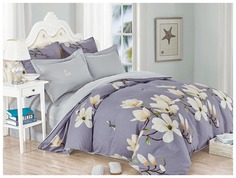 Комплект постельного белья Cleo Satin de Luxe 31/446-SK Голубой евро