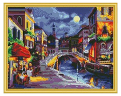 Алмазная мозаика Ночная Венеция, 40x50 см с подрамником, с полным заполнением AS4004 Рыжий кот