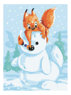 Раскраска по номерам Белоснежка Белка и снеговик