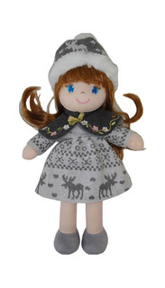 Кукла мягконабивная abtoys в сеолй шапочке и фетровом платье, 36 см