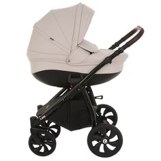 TUTIS Коляска 2 в1 NANNI короб + прогулка Кожа Light Silver /Черная рама/Гель.колеса