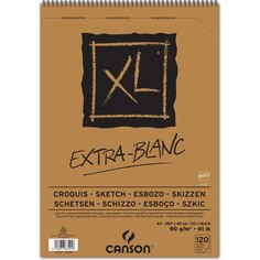 Альбом на спирали, бумага для пастели и угля экстра-белая Canson XL, 120 лист.