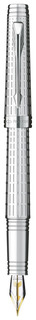 Ручка перьевая PREMIER DeLuxe ST, посеребреный корпус перо 18К, чер ч М Parker