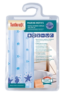 Штора для ванной Tatkraft Marine Motifs Textile голубой (14435)