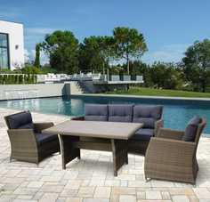 Комплект плетеной мебели с диваном Afina AFM-308B Beige/Grey