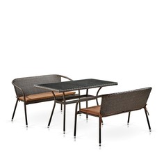 Обеденный комплект плетеной мебели с диваном Afina T286/S139B-W53 Brown