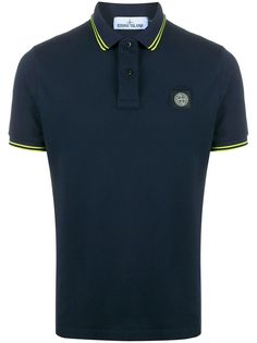 Stone Island embroidered patch polo shirt