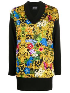 Versace Jeans Couture длинный трикотажный топ с принтом Barocco