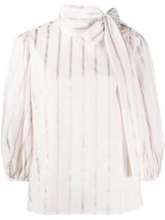 Red Valentino блузка в полоску с бантом
