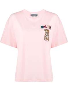 Moschino футболка прямого кроя со стразами