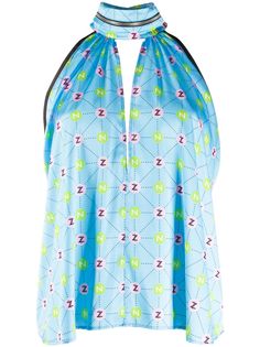 Natasha Zinko logo print halter blouse