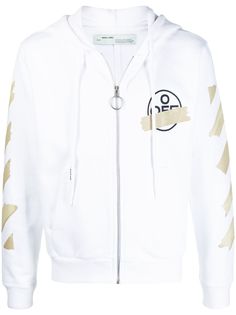 Off-White худи на молнии с логотипом