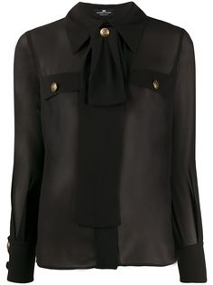 Elisabetta Franchi прозрачная блузка строгого кроя