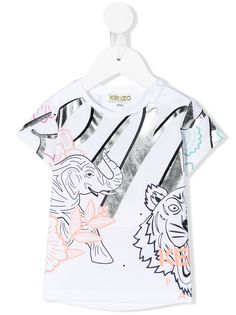 Kenzo Kids футболка с принтом Crazy Jungle и эффектом металлик