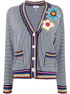 Mira Mikati кардиган в полоску с цветочной вышивкой