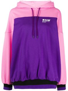 MSGM colour block logo hoodie