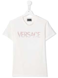 Young Versace футболка с логотипом из кристаллов
