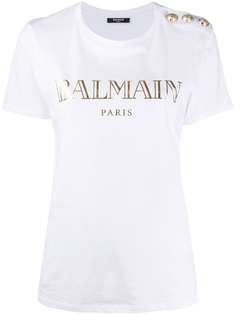 Balmain футболка со светоотражающим логотипом