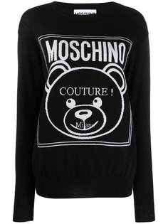 Moschino джемпер Teddy Bear с логотипом вязки интарсия