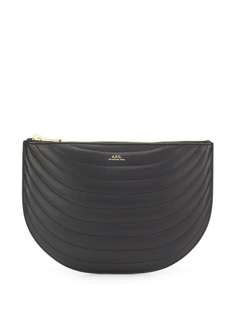 A.P.C. logo quilted clutch bag