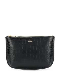 A.P.C. crocodile embossed clutch