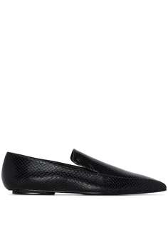 Rosetta Getty snake-effect leather loafers
