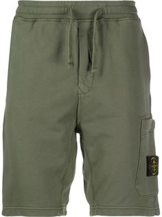 Stone Island спортивные шорты с вышитым логотипом