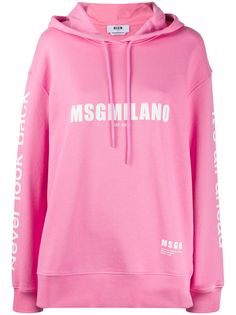 MSGM худи с капюшоном на шнурке и логотипом