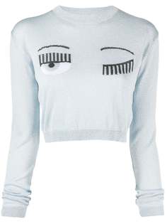 Chiara Ferragni winking-eye cropped top