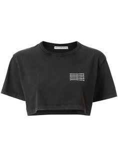 Alexander Wang укороченная футболка с эффектом потертости