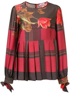 P.A.R.O.S.H. floral checked blouse