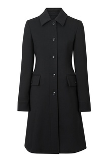 Однобортное черное пальто Burberry