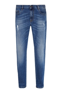 Синие джинсы с потертостями Dirk Bikkembergs