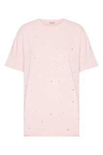 Розовая футболка со стразами Miu Miu