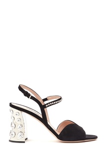 Черные босоножки с кристаллами Miu Miu